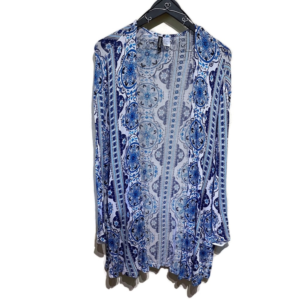 H&M Divided Blue Boho Open Front Long Cardigan